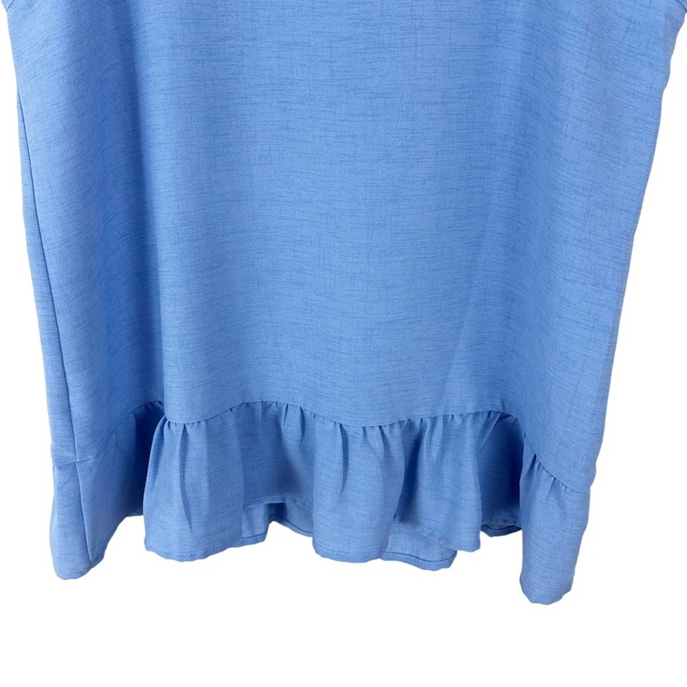 NWOT. Papermoon Blue Button-Front Ruffle Hem Tank Top - Picture 6 of 10